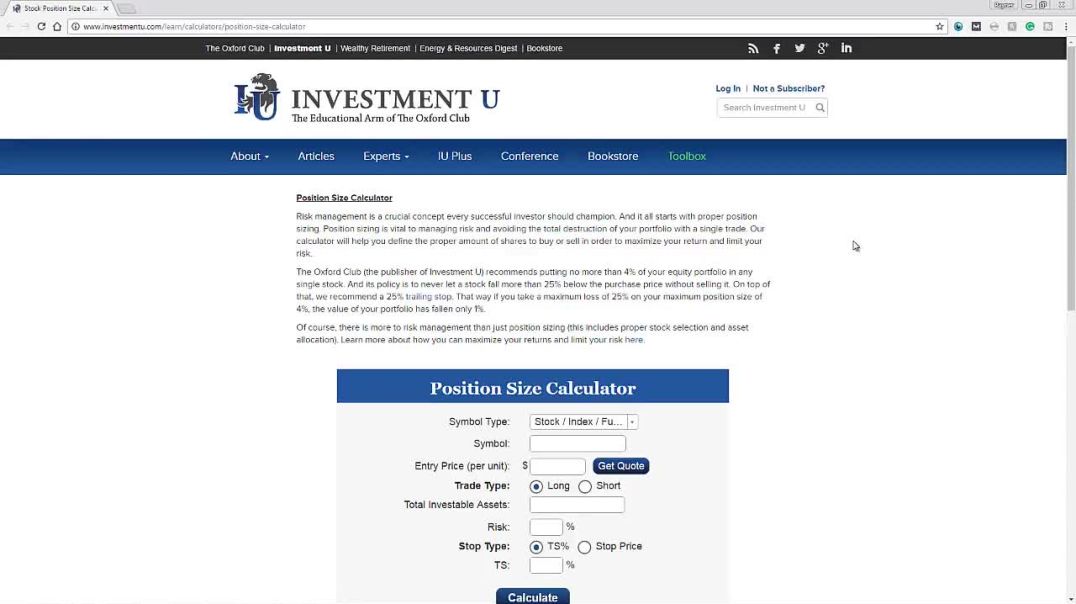 position size for stocks